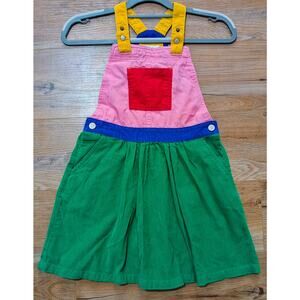 Mini Boden Rainbow Color Block Corduroy Overall Dress size 9-10y